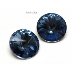 NEW! 2 Swarovski Crystal (1122) Denim Blue Foiled Rivoli Stones 12mm ~ Ideal For Frames & Embellishments 